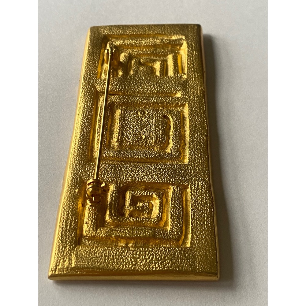Vintage Christian Dior Gold Greek Key Spiral Brooch‎ Geometric Statement Pin - Picture 5 of 6